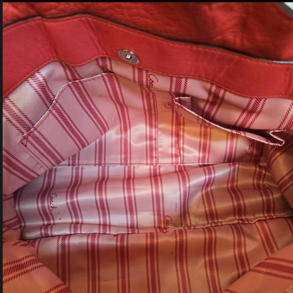 Y2K Coach Penelope Genuine Leather Pebbled Satchel Shoulder Bag Red - Picture 8 of 13